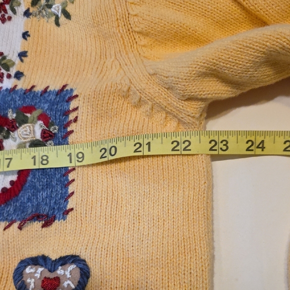 Vtg Heirloom Collectibles Patchwork Cardigan Sweater Rose Embroidery Yellow XL - Picture 13 of 13